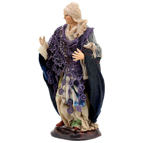 Statue old woman standing Neapolitan nativity 18 cm 3