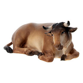 Nativity Ox, 12 cm nativity Original Shepherd model, in painted Val Gardena wood