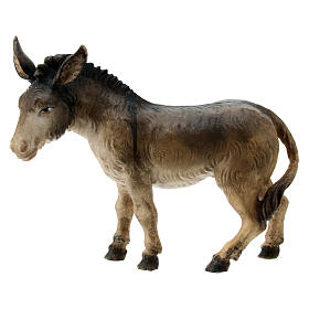 Donkey figurine, 10 cm nativity Original Shepherd model, in painted Val Gardena wood