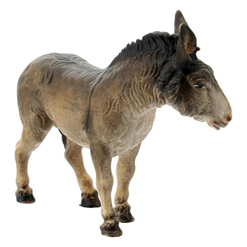 Donkey figurine, 10 cm nativity Original Shepherd model, in painted Val Gardena wood 3