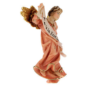 Red Glory Angel, 10 cm nativity Original Shepherd model, in painted Val Gardena wood