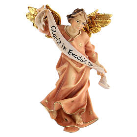 Glory Angel figurine, 12 cm nativity Original Shepherd model, in painted Val Gardena wood