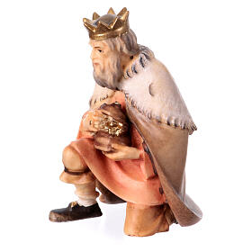Kneeling Wise Man Original Pastore Nativity Scene in painted wood from Val Gardena 10 cm