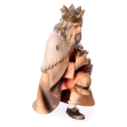 Kneeling Wise Man Original Pastore Nativity Scene in painted wood from Val Gardena 10 cm 3