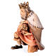 Wise King kneeling, 10 cm nativity Original Shepherd model, in painted in Valgardena wood s2
