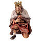 Rey mago de rodillas para belén Original madera pintada en Val Gardena 12 cm de altura media s1