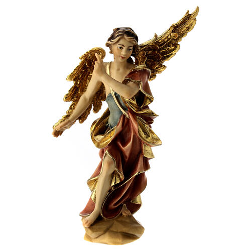 Announcing Angel Statue, 12 cm nativity Original Shepherd model, in painted Valgardena wood 1