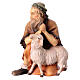 Kneeling shepherd with sheep Original Pastore Nativity Scene in painted wood from Val Gardena 12 cm s1