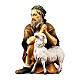 Sheep herder kneeling with sheep, 12 cm nativity Original Shepherd model, in painted Valgardena wood s1