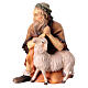 Sheep herder kneeling with sheep, 12 cm nativity Original Shepherd model, in painted Valgardena wood s1