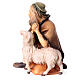 Sheep herder kneeling with sheep, 12 cm nativity Original Shepherd model, in painted Valgardena wood s2