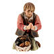 Pastore inginocchiato con pane per presepe Original Pastore legno dipinto in Valgardena 10 cm s1
