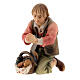 Pastore inginocchiato con pane per presepe Original Pastore legno dipinto in Valgardena 10 cm s2
