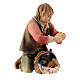Pastore inginocchiato con pane per presepe Original Pastore legno dipinto in Valgardena 10 cm s3