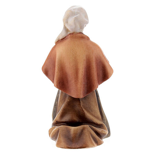 Woman farmer praying on her knees Original Pastore Nativity Scene in painted wood from Val Gardena 10 cm 4