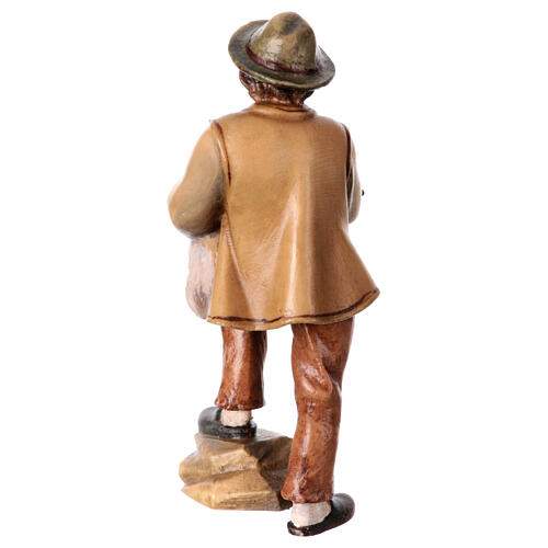Pastor com cordeiro para presépio Original madeira pintada Val Gardena 10 cm 4