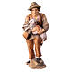 Berger avec agneau pour crèche Original Berger bois peint Val Gardena de 12 cm s1