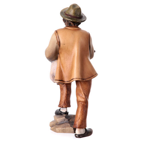 Pastor com cordeiro para presépio Original madeira pintada Val Gardena 12 cm 4