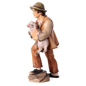 Herder with lamb, 12 cm nativity Original Shepherd model, in painted in Valgardena wood