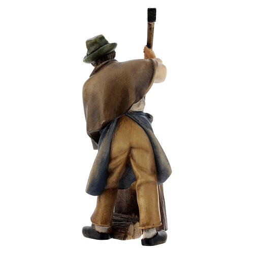 Woodcutter with log Original Pastore Nativity Scene in painted wood from Valgardena 10 cm 4