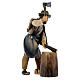 Lumberjack with wood stump, 10 cm nativity Original Shepherd model, in painted Valgardena wood s3