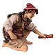 Sitting shepherd with wood Original Pastore Nativity Scene in painted wood from Valgardena 10 cm s2