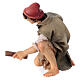 Sitting shepherd with wood Original Pastore Nativity Scene in painted wood from Valgardena 10 cm s3