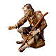 Sitting shepherd with stick Original Pastore Nativity Scene in painted wood from Valgardena 10 cm s1