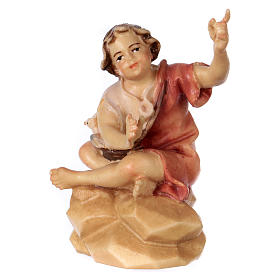 Bambino seduto al falò per presepe Original Pastore legno dipinto in Valgardena 10 cm