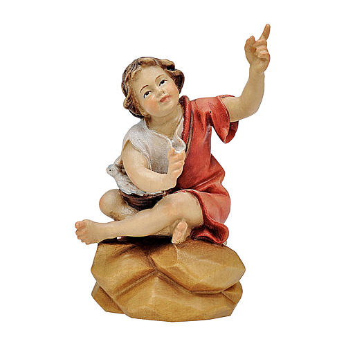 Child sitting at the bonfire Original Pastore Nativity Scene in painted wood from Valgardena 12 cm 1