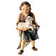 Enfant avec agneau pour crèche Original Berger bois peint Val Gardena de 12 cm s1