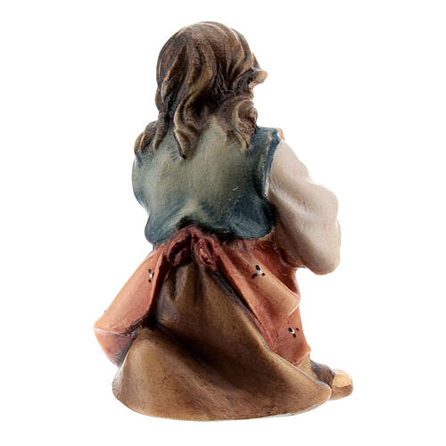 Kneeling girl in prayer Original Pastore Nativity Scene in painted wood from Valgardena 10 cm 2