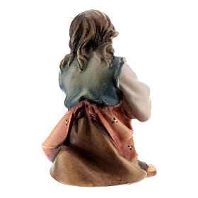 Menina em oração de joelhos para presépio Original Pastor madeira pintada Val Gardena 10 cm