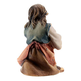 Girl kneeling that prays, 10 cm nativity Original Shepherd model, in painted Val Gardena wood