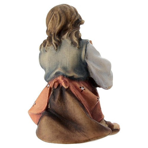 Kneeling girl in prayer Original Pastore Nativity Scene in painted wood from Valgardena 12 cm 4