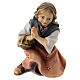Dziewczynka modląca się klęcząca szopka Original Pastore drewno malowane Val Gardena 12 cm s1
