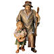 Berger avec petite fille pour crèche Original Berger Val Gardena bois peint de 12 cm s1