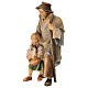 Berger avec petite fille pour crèche Original Berger Val Gardena bois peint de 12 cm s2