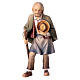 Campesino anciano con bastón para belén Original Pastor madera pintada en Val Gardena 12 cm de altura media s1