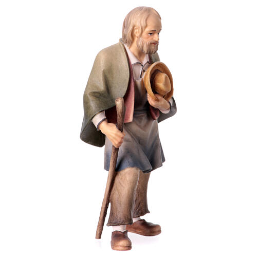Elderly Farmer with Cane, 12 cm Nativity Original Shepherd model, in painted Valgardena wood 3