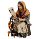 Old Peasant Woman with spinning wheel, 10 cm Nativity Original Shepherd model, in painted Valgardena wood s2