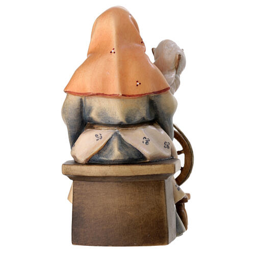 Anziana contadina con filatoio per presepe Original Pastore legno dipinto in Val Gardena 12 cm 5