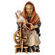 Anziana contadina con filatoio per presepe Original Pastore legno dipinto in Val Gardena 12 cm s1
