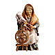 Camponesa idosa com roda de fiar para presépio Original Pastor madeira pintada Val Gardena 12 cm s1