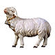 Mouton qui regarde devant avec clochette pour crèche Original Berger Val Gardena bois peint de 12 cm s1