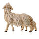 Pecora con agnello dietro per presepe Original Pastore legno dipinto in Valgardena 10 cm s2