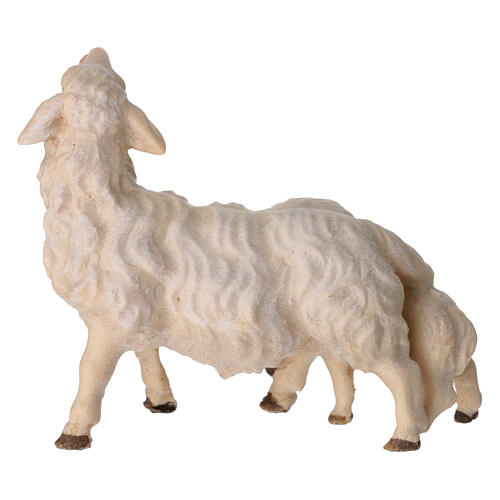 Mouton avec agneau derrière pour crèche Original Berger Val Gardena bois peint de 12 cm 4