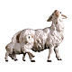 Mouton avec agneau derrière pour crèche Original Berger Val Gardena bois peint de 12 cm s1