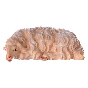 Sleeping Sheep, 10 cm nativity Original Shepherd model, in painted Valgardena wood