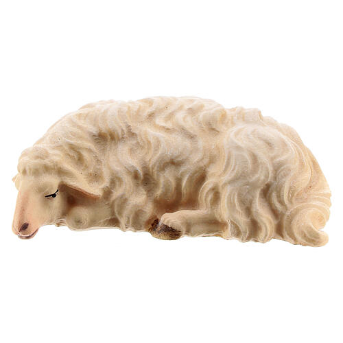 Mouton qui dort pour crèche Original Berger Val Gardena bois peint de 12 cm 1